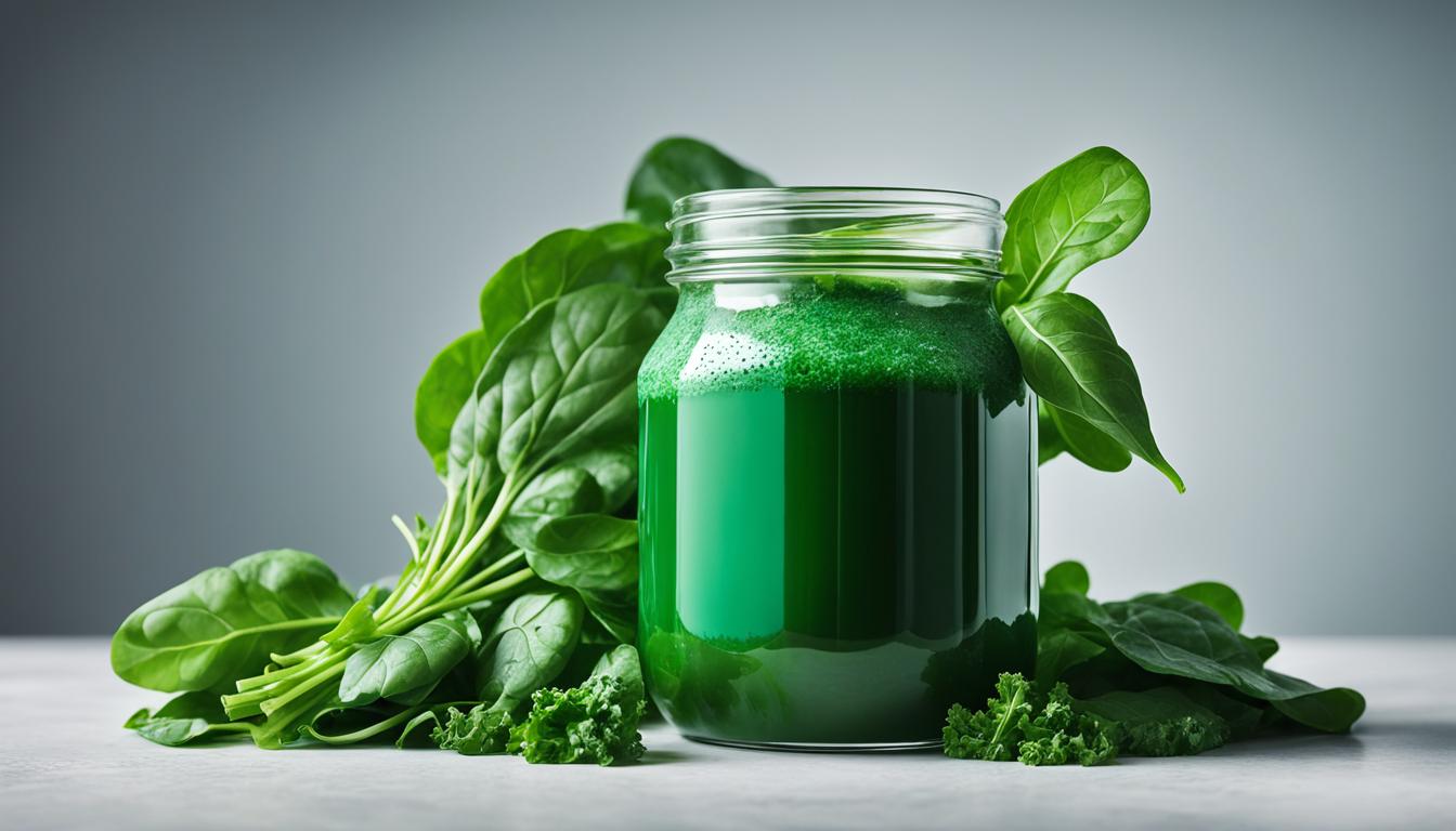 Homemade green juice with spinach and kale